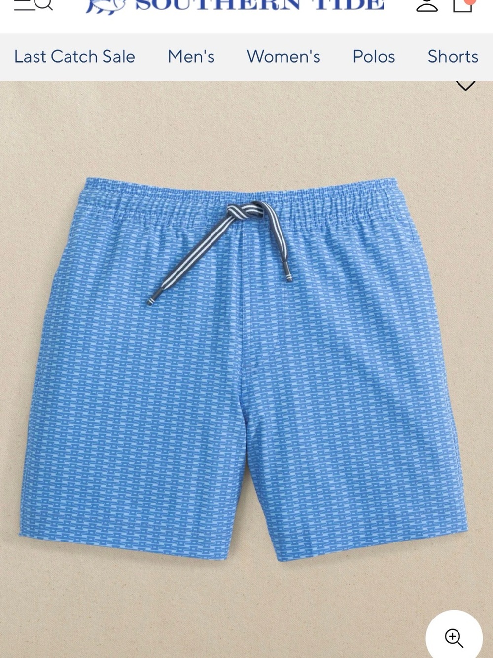 NWT- Southern Tide Light Blue Micro-Pattern Swim Trunks